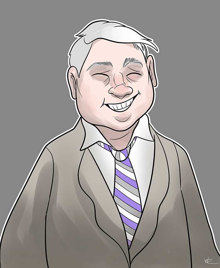 Caricature of Michael J. Sandor, PE Founder and President Emeritus, MJS Engineering & Land Surveying, PC